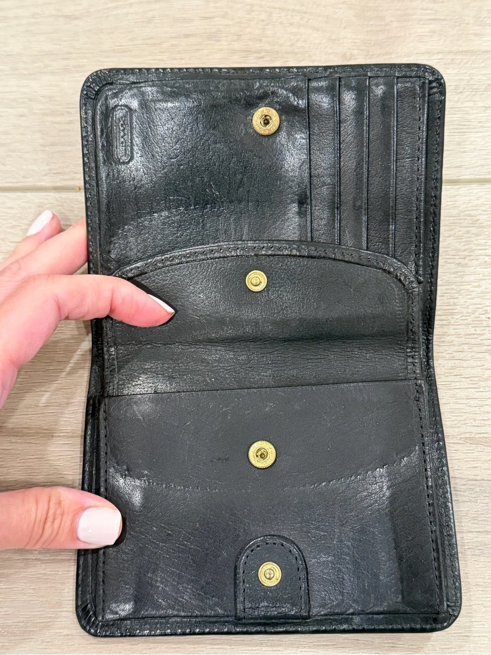 Vintage COACH Water Buffalo Leather Wallet Black Bifold